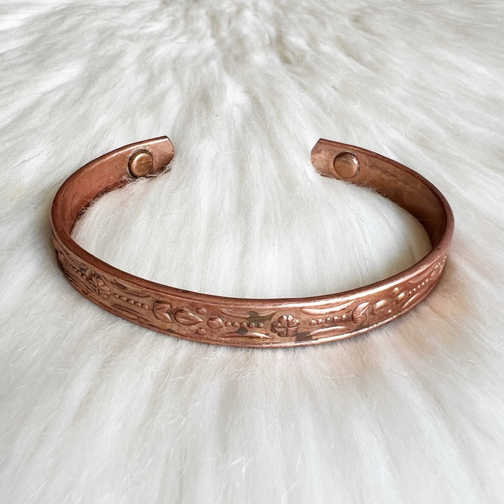 Solid COPPER & Magnets Unisex Stacker Cuff • Magnetic Western Boho Bracelet